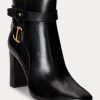 Bottes noires en cuir bruni Madelyn de Ralph Lauren pour femmes