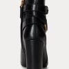 Bottes noires en cuir bruni Madelyn de Ralph Lauren pour femmes