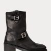 Bottes noires en cuir vachette Payge Ralph Lauren pour femmes Bottes noires en cuir vachette Payge Ralph Lauren pour femmes