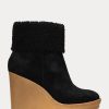 Bottes noires en daim à bordure en peau lainée Ralph Lauren Steph pour femme Bottes noires en daim à bordure en peau lainée Ralph Lauren Steph pour femme