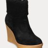 Bottes noires en daim à bordure en peau lainée Ralph Lauren Steph pour femme Bottes noires en daim à bordure en peau lainée Ralph Lauren Steph pour femme