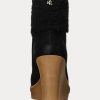 Bottes noires en daim à bordure en peau lainée Ralph Lauren Steph pour femme Bottes noires en daim à bordure en peau lainée Ralph Lauren Steph pour femme