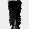 Bottes noires en peau lainée et cuir bruni Ralph Lauren Celia pour femmes Bottes noires en peau lainée et cuir bruni Ralph Lauren Celia pour femmes