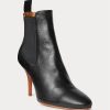 Bottes noires à petits talons en cuir de veau Vachetta Ralph Lauren pour femme Bottes noires à petits talons en cuir de veau Vachetta Ralph Lauren pour femme