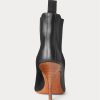 Bottes noires à petits talons en cuir de veau Vachetta Ralph Lauren pour femme Bottes noires à petits talons en cuir de veau Vachetta Ralph Lauren pour femme