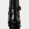 Bottes noires Ralph Lauren Welington en cuir de veau bruni pour homme