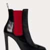 Bottes noires/rouges en cuir de veau Zoie Ralph Lauren pour femme Bottes noires/rouges en cuir de veau Zoie Ralph Lauren pour femme