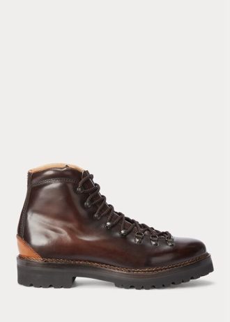 Bottes Ralph Lauren Fidel en cuir de veau bruni marron foncé pour homme