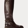 Bottes Ralph Lauren Welington en cuir de veau marron foncé pour homme