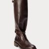 Bottes Ralph Lauren Welington en cuir de veau marron foncé pour homme
