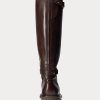Bottes Ralph Lauren Welington en cuir de veau marron foncé pour homme