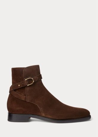 Bottes Ralph Lauren Welington en daim de veau marron foncé pour homme