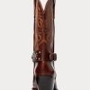 Bottes western en cuir de veau clouté marron Ralph Lauren pour femme Bottes western en cuir de veau clouté marron Ralph Lauren pour femme