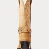 Bottes western kaki en daim et veau clouté Ralph Lauren pour femme