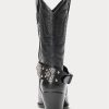 Bottes western noires en cuir de veau clouté Ralph Lauren pour femmes Bottes western noires en cuir de veau clouté Ralph Lauren pour femmes