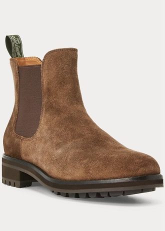 Bottines Chelsea en daim marron Ralph Lauren Bryson pour homme