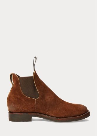 Bottines Chelsea en daim marron Ralph Lauren pour homme