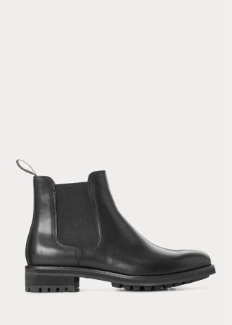 Bottines Chelsea noires en cuir Ralph Lauren Bryson pour hommes