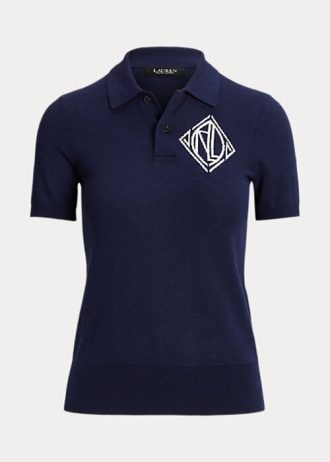 Cardigan en coton bicolore crème/bleu marine pour femme Ralph Lauren