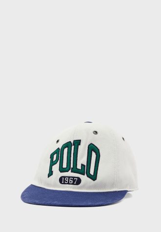 Casquettes blanches à visière plate avec logo Ralph Lauren pour homme