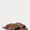 Chaussons en cuir tressé marron foncé Ralph Lauren pour homme