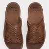 Chaussons en cuir tressé marron foncé Ralph Lauren pour homme