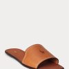 Chaussons en cuir vachette marron Ralph Lauren pour femme Chaussons en cuir vachette marron Ralph Lauren pour femme