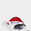 Chaussons moto en cuir color-block Ralph Lauren blancs/rouges pour homme