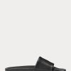 Chaussons en cuir poney Ralph Lauren Signature pour homme, noir/noir