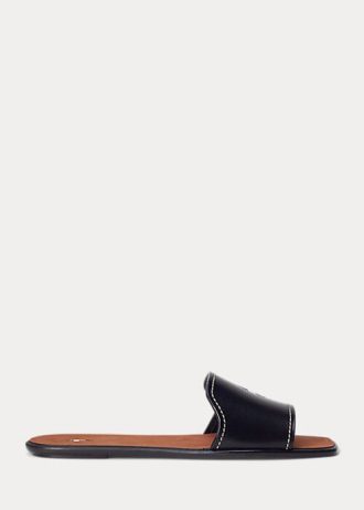 Chaussons noirs en cuir vachette Ralph Lauren pour femmes