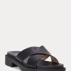 Chaussons noirs en cuir verni Kelsie pour femmes de Ralph Lauren Chaussons noirs en cuir verni Kelsie pour femmes de Ralph Lauren