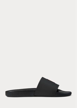 Chaussons noirs/rouges Ralph Lauren Signature Pony pour homme