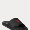 Chaussons noirs/rouges Ralph Lauren Signature Pony pour homme Chaussons noirs/rouges Ralph Lauren Signature Pony pour homme