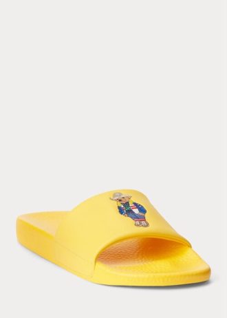 Chaussons Polo Bear jaunes Ralph Lauren pour hommes Chaussons Polo Bear jaunes Ralph Lauren pour hommes