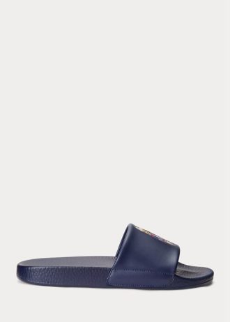 Chaussons Polo Bear Ralph Lauren bleu marine pour homme Chaussons Polo Bear Ralph Lauren bleu marine pour homme