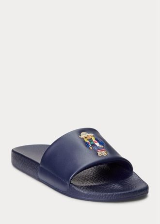 Chaussons Polo Bear Ralph Lauren bleu marine pour homme Chaussons Polo Bear Ralph Lauren bleu marine pour homme