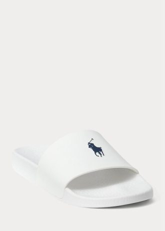 Chaussons Ralph Lauren Signature Pony blancs/bleu marine pour homme