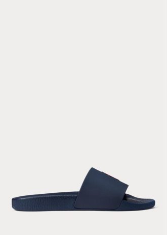 Chaussons Ralph Lauren Signature Pony bleu marine/rouge pour homme