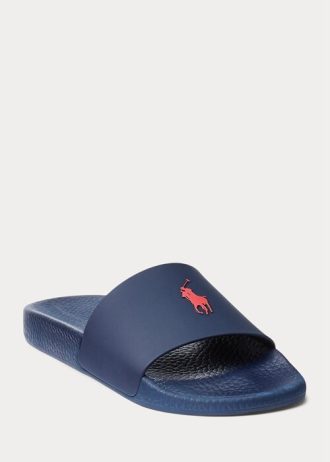 Chaussons Ralph Lauren Signature Pony bleu marine/rouge pour homme