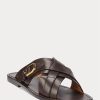Chaussons Ralph Lauren Welington en cuir de veau marron foncé pour homme Chaussons Ralph Lauren Welington en cuir de veau marron foncé pour homme