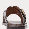Chaussons Ralph Lauren Welington en cuir de veau marron foncé pour homme Chaussons Ralph Lauren Welington en cuir de veau marron foncé pour homme