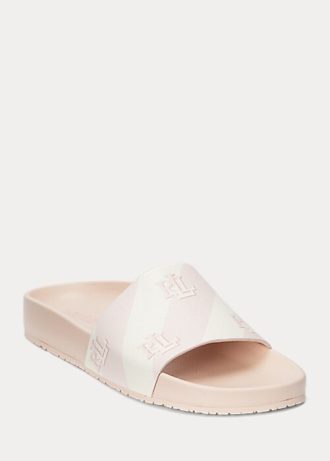 Chaussons roses en similicuir avec logo Ralph Lauren Audrina pour femmes