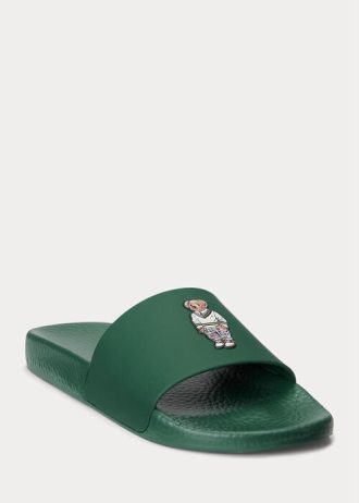 Chaussons verts Polo Bear Ralph Lauren pour hommes Chaussons verts Polo Bear Ralph Lauren pour hommes