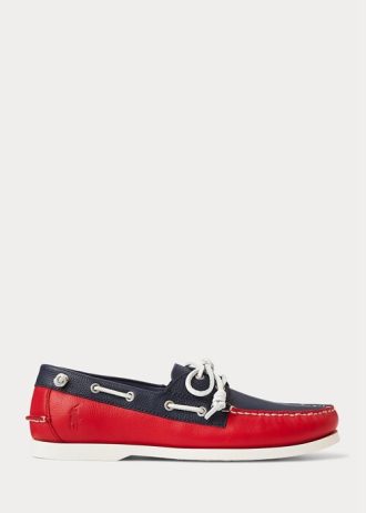 Chaussures décontractées en cuir bicolores bleu marine/rouge pour homme Ralph Lauren Merton
