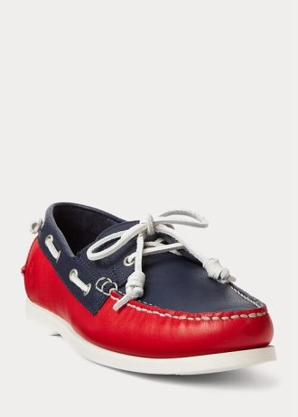 Chaussures décontractées en cuir bicolores bleu marine/rouge pour homme Ralph Lauren Merton