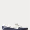Chaussures décontractées en cuir bicolores Ralph Lauren Merton pour homme, couleur crème/bleu marine