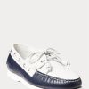 Chaussures décontractées en cuir bicolores Ralph Lauren Merton pour homme, couleur crème/bleu marine