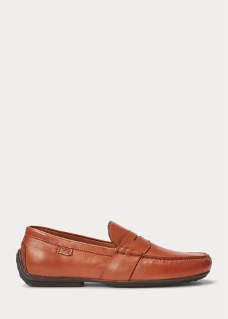 Chaussures décontractées en cuir marron Ralph Lauren Reynold pour hommes