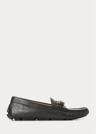 Chaussures de conduite décontractées en cuir noires pour hommes Ralph Lauren Anders