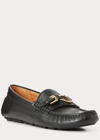 Chaussures de conduite décontractées en cuir noires pour hommes Ralph Lauren Anders